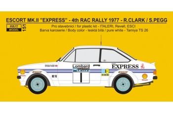 Decal – Ford Escort RS 1800 „Express“ - 4th RAC 1977 - Clark / Pegg